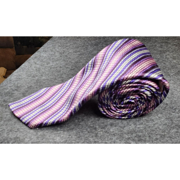 Ted Baker Tie 100% Italian Silk Repp Purple Designer London Luxury USA 59" - Picture 3 of 13